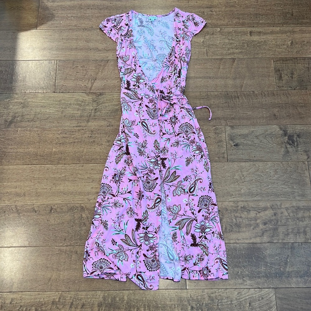 Patterned Mid Length Wrap Dress